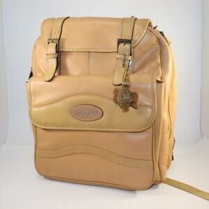 Vintage Terrapin Tan Leather Travel Backpack with Organizer Compartments